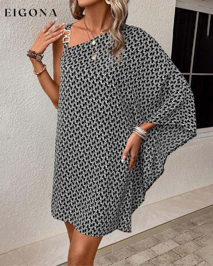 Elegant dress with off-shoulder metal buckle print casual dresses summer