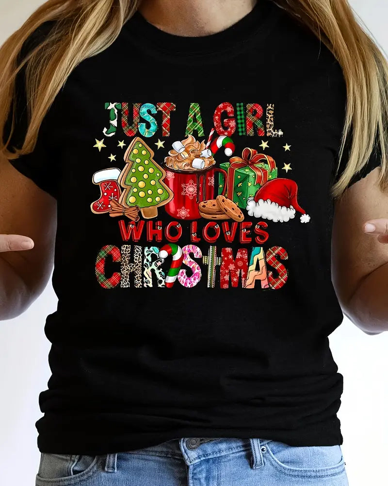 Plus Size Christmas Casual T-shirt christmas summer t-shirts