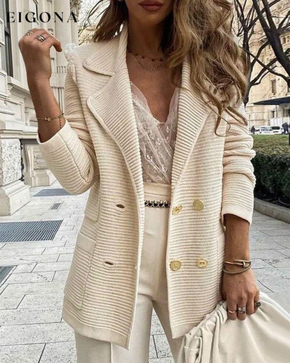 Elegant Solid Color Coat Beige 2023 f/w 23BF clothes jackets & coats spring Tops/Blouses