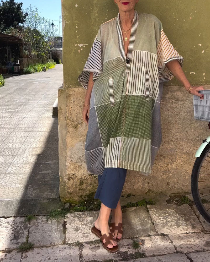 Plaid Striped Patchwork Loose Dress
