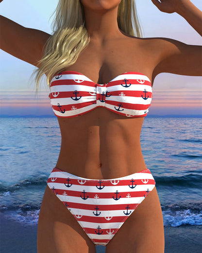 Sexy gestreifter Triangel-Badeanzug