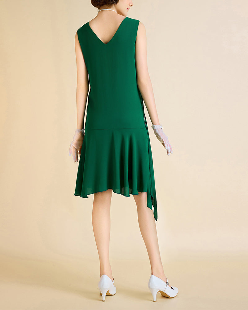 Solid color stitching sleeveless elegant dress 202466 casual dresses summer