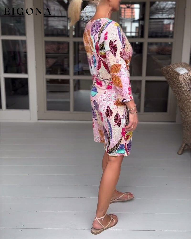 Colorful leaf pattern dress casual dress elegant elegant dress spring summer