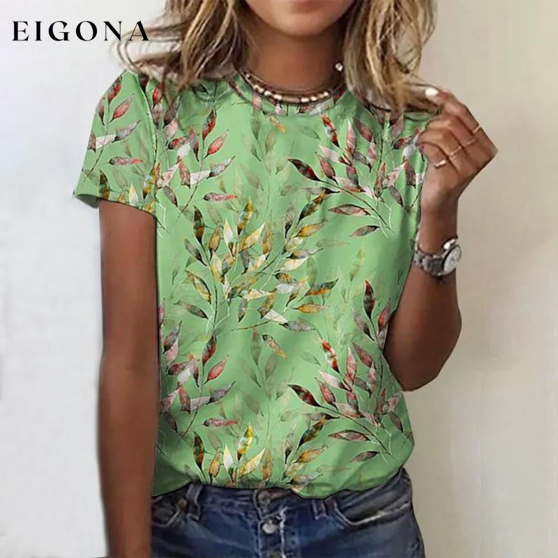 Casual Leaf Print T-Shirt best Best Sellings clothes Plus Size Sale tops Topseller