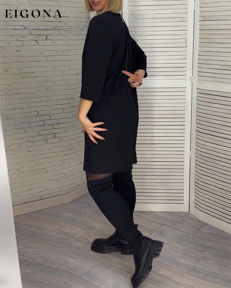 Elegant v-neck dress with three-quarter sleeves 2023 f/w 23BF casual dresses Clothes Dresses spring