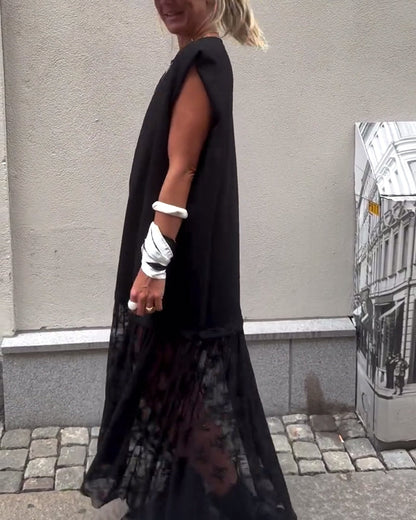 Ärmelloses Mesh-Patchwork-Kleid