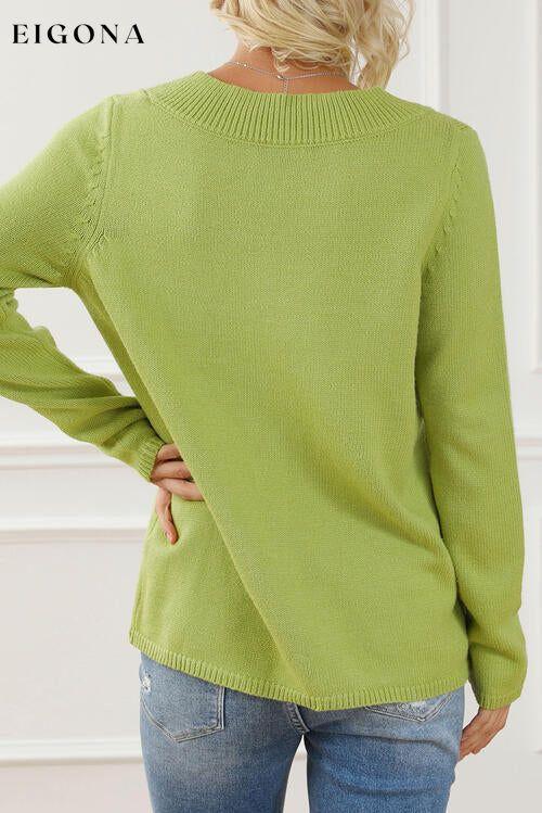 Asymmetrical Neck buttoned Long Sleeve Sweater clothes long sleeve top long sleeve tops Ship From Overseas Sweater sweaters SYNZ top tops