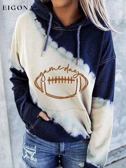 Women's Gameday Football Lover Tie-dye Print Casual Hoodie ball print