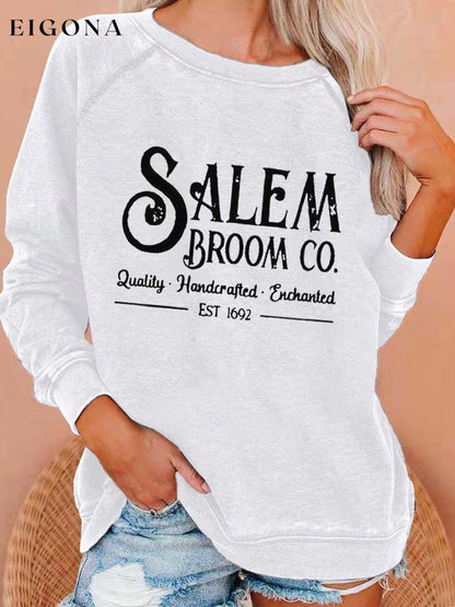 Women's Salem Broom Co Quality Handcrafted Enchanted Est 1692 Print Sweatshirt