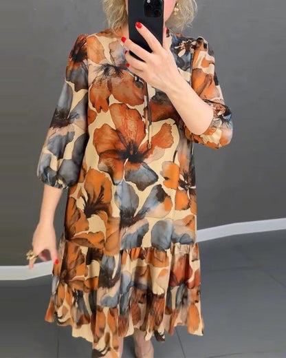 Abito con volant e stampa floreale vintage