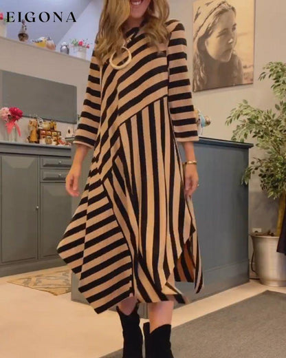 Striped Loose Casual Dress 2023 f/w 23BF casual dresses Clothes Dresses spring