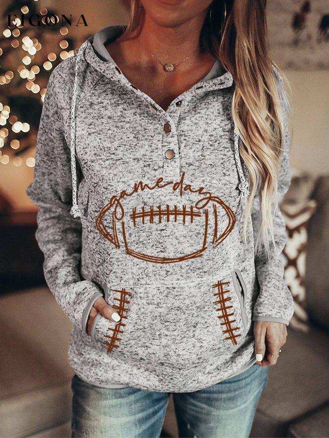 Women's Gameday Football Lover Casual Hoodie ball print