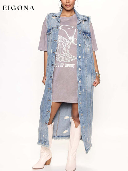 Long Sleeveless Denim Jacket Light clothes DE.C.H & K.M Ship From Overseas Shipping Delay 09/29/2023 - 10/03/2023 trend