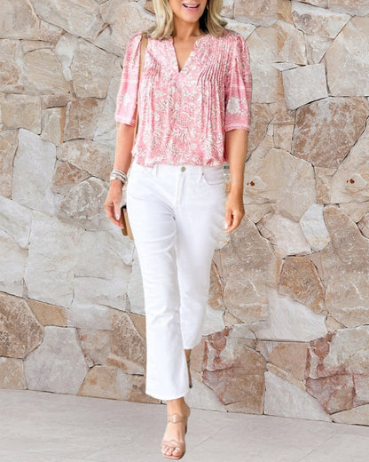 Mid-sleeve soft and casual blouse blouses & shirts summer