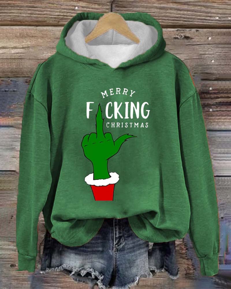 Women's Christmas printed hooded casual sweatshirt 2024 f/w christmas Grinch hoodies