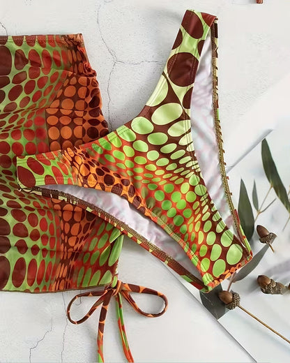 Polka Dot Separated Skirt-Style Bikini