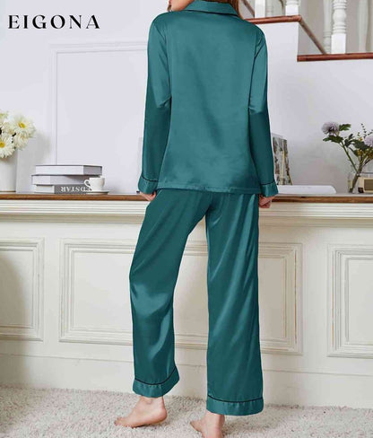 Lapel Collar Long Sleeve Top and Pants Pajama Set clothes Daniel.L lounge wear loungewear pajamas Ship From Overseas