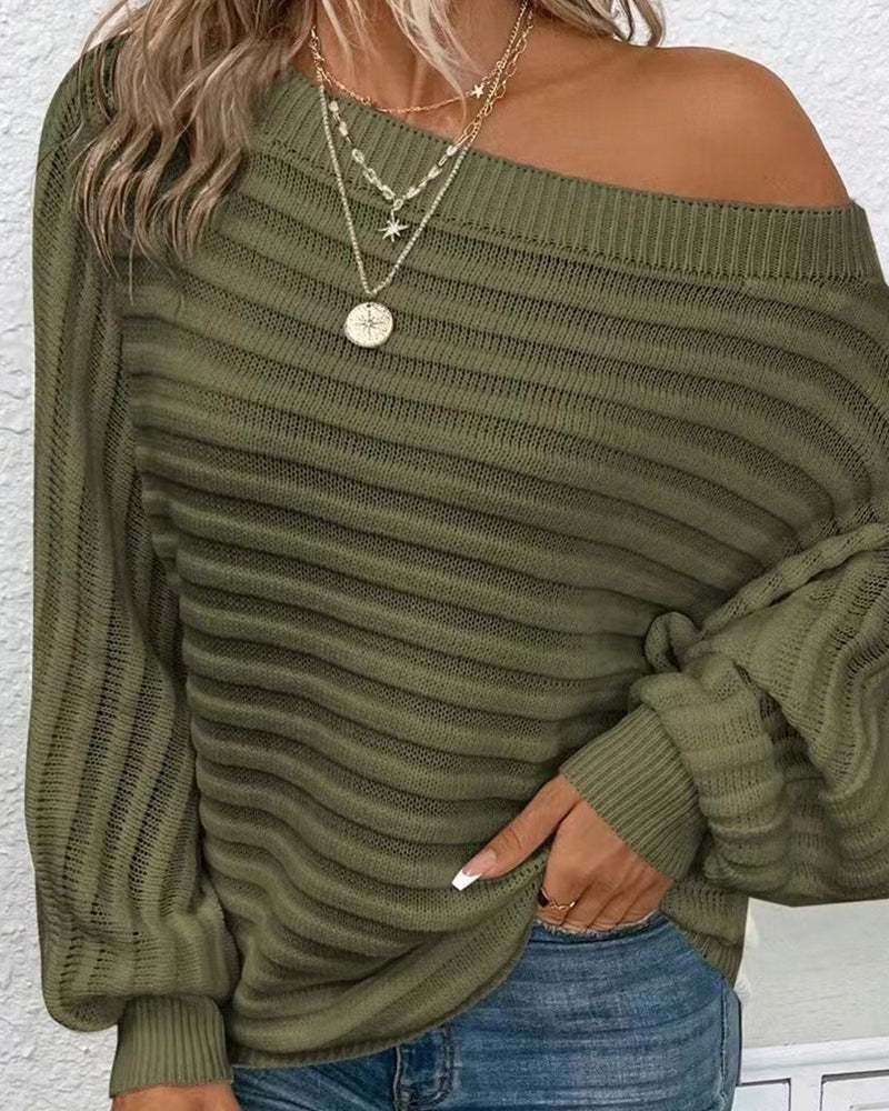 Solid color casual ribbed sweater 2024 f/w pullovers