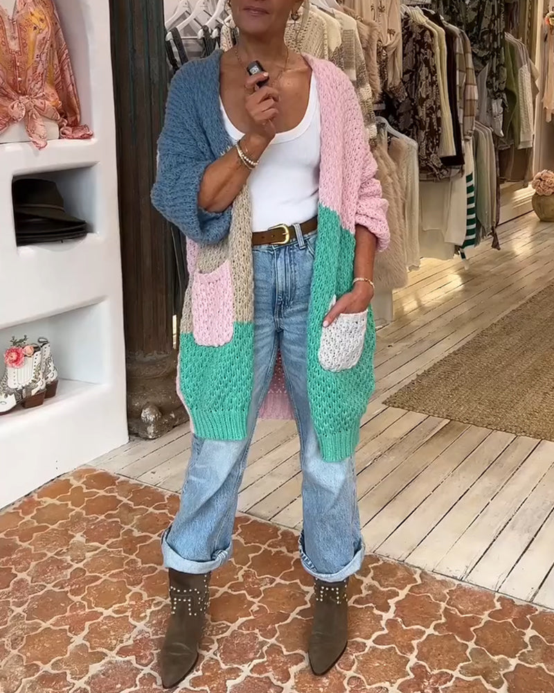 Cardigan colorato di media lunghezza