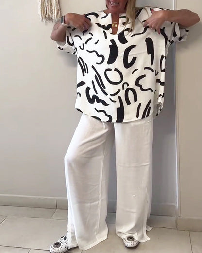 Short-Sleeve Geometric Print T-Shirt