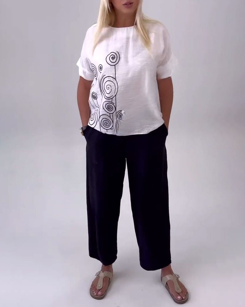 Lässiges Hosenset mit Print und Taschen