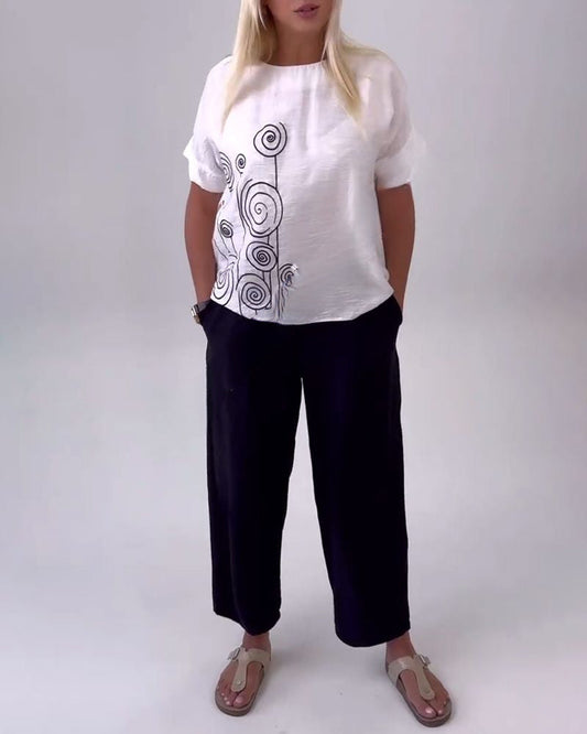 Lässiges Hosenset mit Print und Taschen