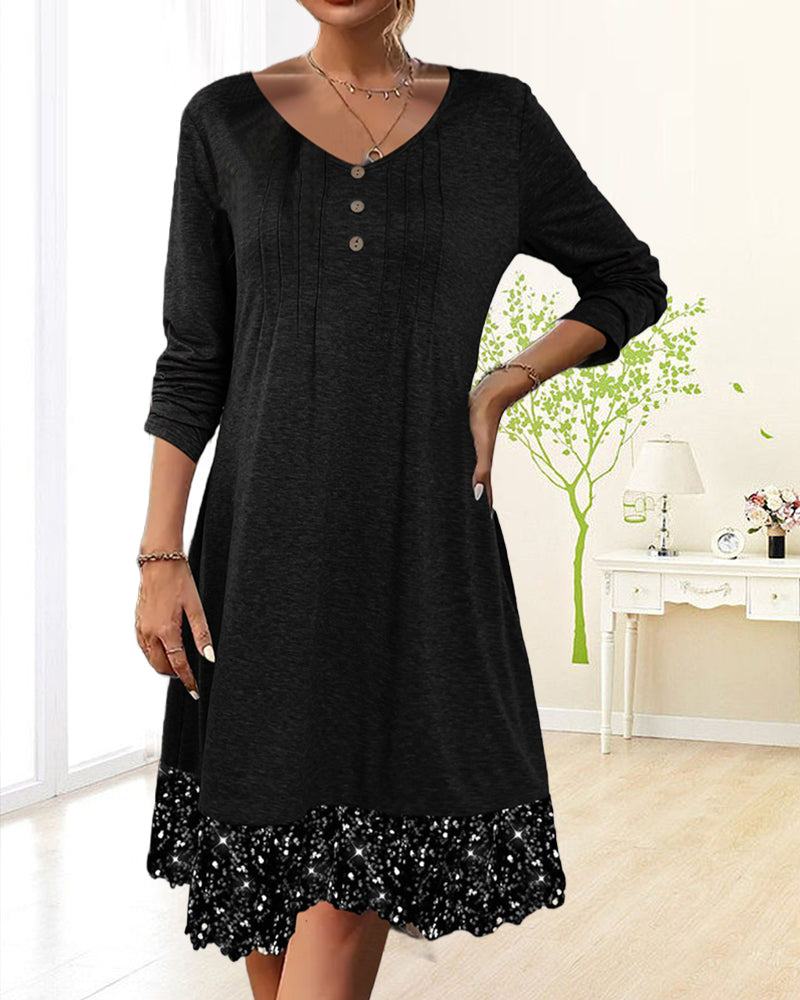 Round neck long sleeve sequin dress 2024 f/w casual dresses