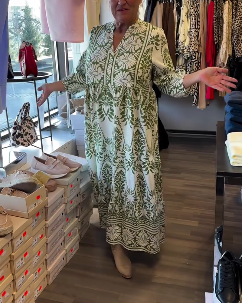 Floral-Print V-Neck Dress