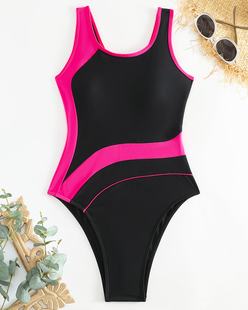 Fashionable one-piece swimsuit in contrasting colors one-piece summer