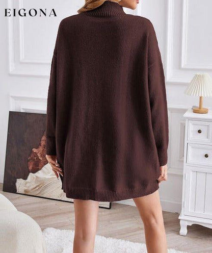 Exposed Seam Mock Neck Slit Sweater clothes SF Knit Ship From Overseas Sweater sweaters