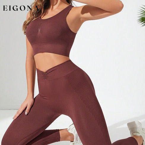 Ribbed Tank and Active Leggings Set clothes Q&S Ship From Overseas