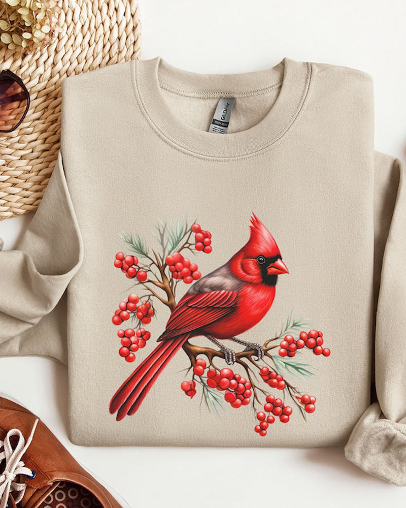 Cardinal bird print casual sweatshirt 2024 f/w cute animals sweatshirts