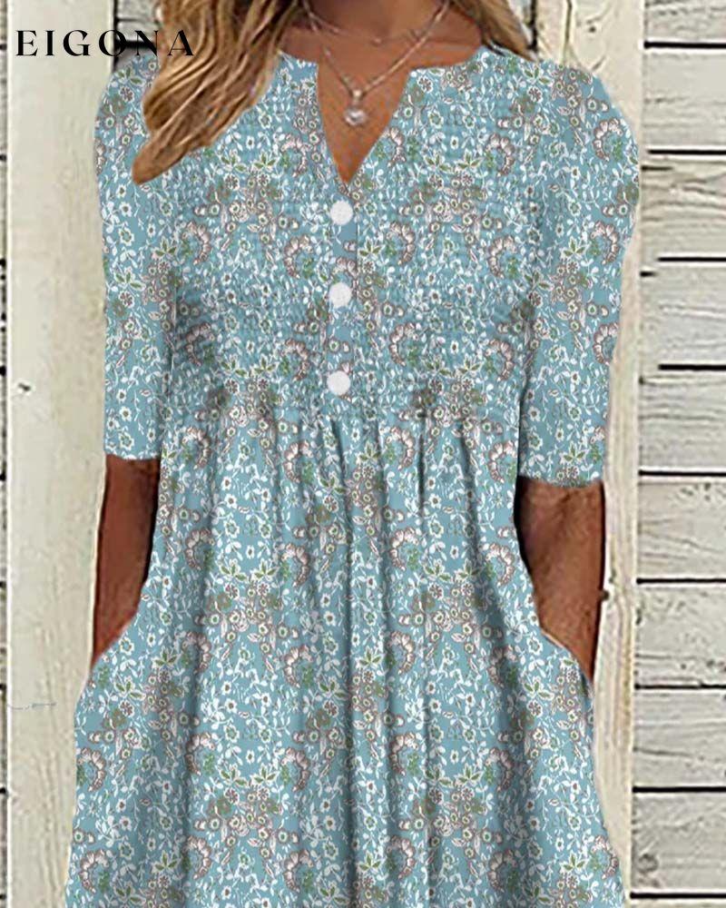 Elegant printed button-down dress casual dresses spring summer