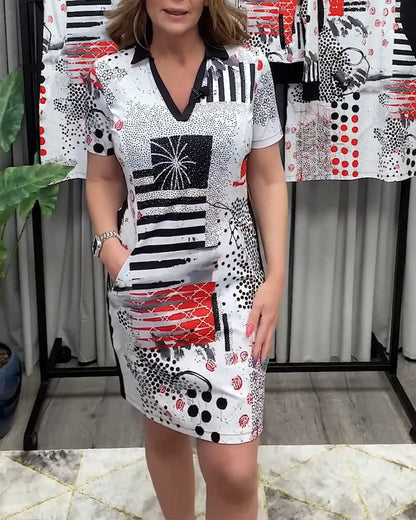 Pendler-Modekleid mit V-Ausschnitt