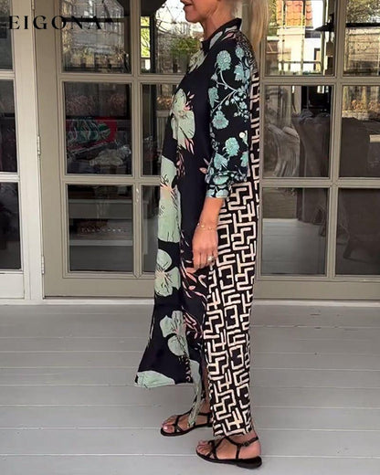 Casual floral print lapel buttoned maxi dress casual dresses spring summer