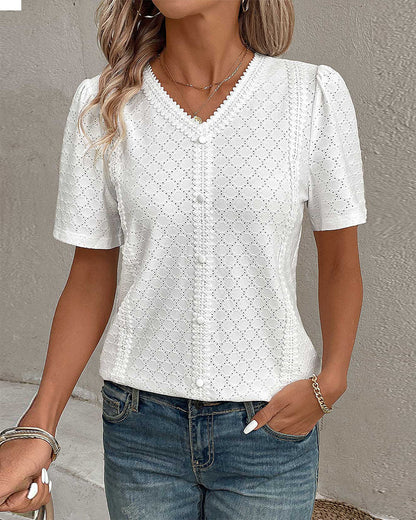 Top tinta unita con maniche a palloncino