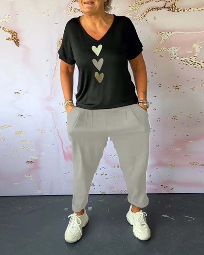 Ensfarget lommekomfort casual bukser