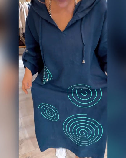 Hooded Long Sleeve Loose Dress