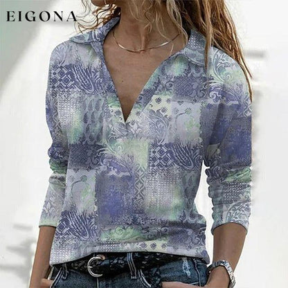 Casual Printed Blouse Purple best Best Sellings clothes Plus Size Sale tops Topseller