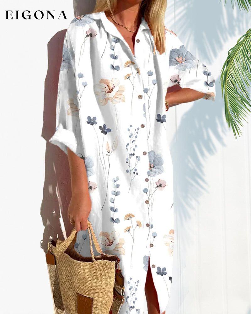 Printed 3/4 sleeve shirt dress 23BF Casual Dresses Clothes Dresses Spring Summer