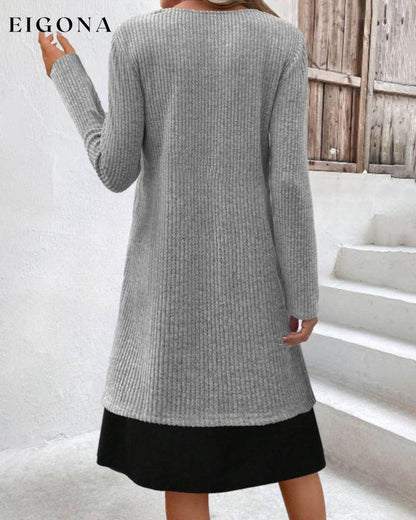 Patchwork rib long sleeve dress 2023 f/w 23BF casual dresses Clothes Dresses