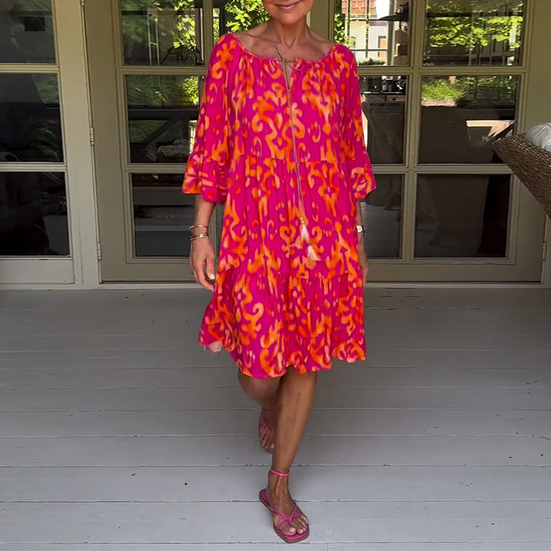 Lockeres Kleid mit Glockenärmeln und Print