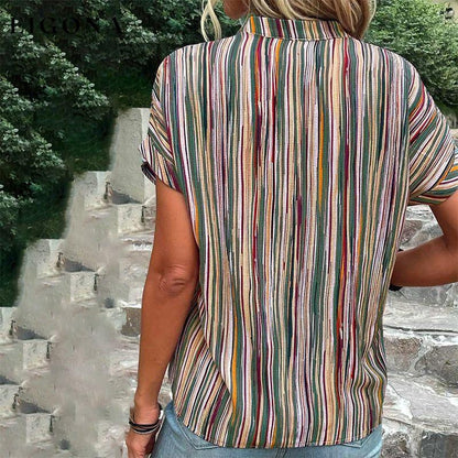 Vintage Casual Striped Blouse best Best Sellings clothes Plus Size Sale tops Topseller