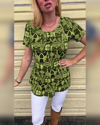 Lässiges Retro-T-Shirt mit Rundhalsausschnitt und Aufdruck