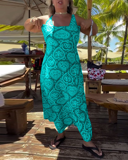 Trägerloser Badeanzug mit Herz-Urlaubs-Print