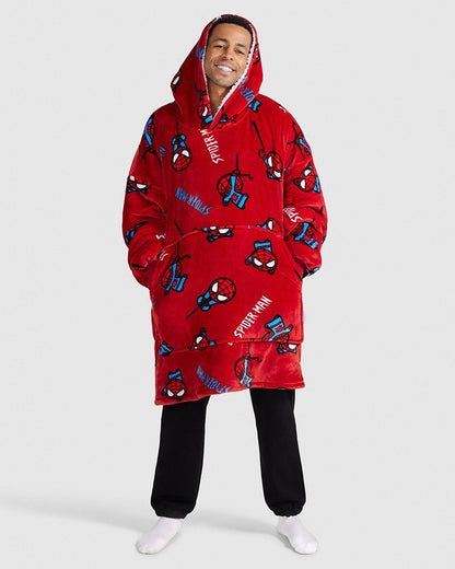 Spider-Man print loose pocket loose blanket hoodie 2024 F/W Blanket Hoodies