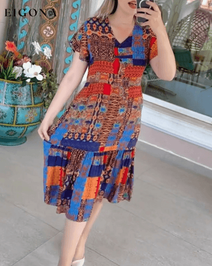 Print A-Line Midi Dress Multicolour 23BF Casual Dresses Clothes Dresses SALE Spring Summer