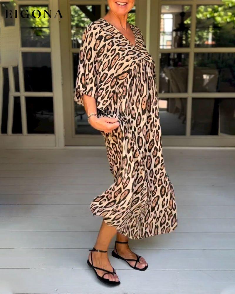 V-neck leopard print dress 23BF Casual Dresses Clothes Dresses Spring Summer