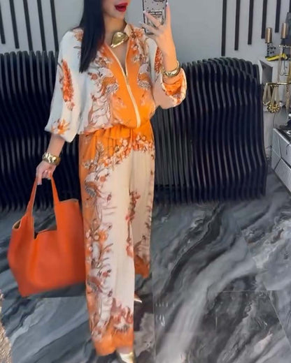 Abito a gamba larga con cerniera e colletto rialzato