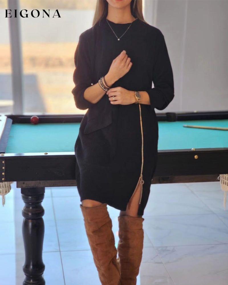 Simple Long Sleeve Dress with Zipper 2023 f/w 23BF casual dresses Clothes Dresses spring